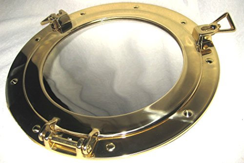 Massiver Bullaugenspiegel zum öffnen - aus Messing und Glas- Maritime Deko