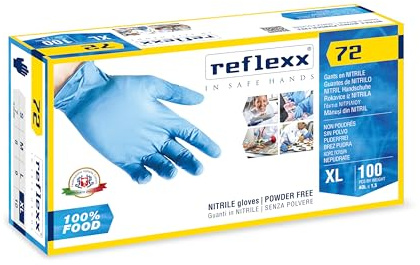 Reflexx R72, puderfreie Nitrilhandschuhe, XL, hellblau, 100