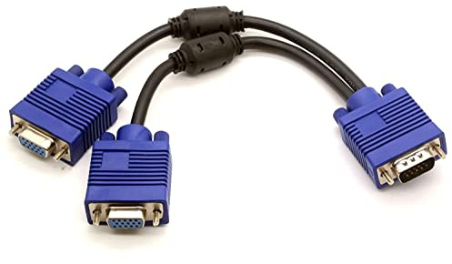 Centbest 15P VGA Splitter Cable 1 Macho a 2 Mujer Y Adaptador del Monitor del convertidor de vídeo de PC Ordenador proyector de la TV (Black)