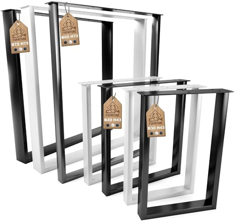 CM Furniture Patas Rectangulares Negro Mesa Estructura Acero 2X Patas de Meubles Acero Industrial Cuadradas 2 Piezas Altura 43 cm Patas de la Mesa de Café del Banco del Salon Loft Design 43x30 cm