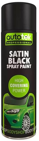 Autotek Professional High Covering Power Spray Paint, Satin Black, 500 ml