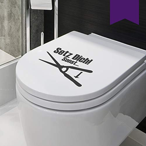 WANDKINGS WC Deckel Setz Dich! - Sonst … Schere Aufkleber 24 x 18 cm violett - erhältlich in 33 Farben