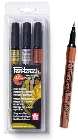 Sakura Pen-Touch Paint Markers, Assorted Metallic, Extra Fine Tip, 3 Pack