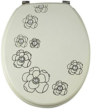 WC Sitz WHITE FLOWER, mit Holzkern, Motiv, EDWF01