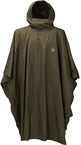 Fjällräven poncho med huva, grön (Dark Olive), en storlek
