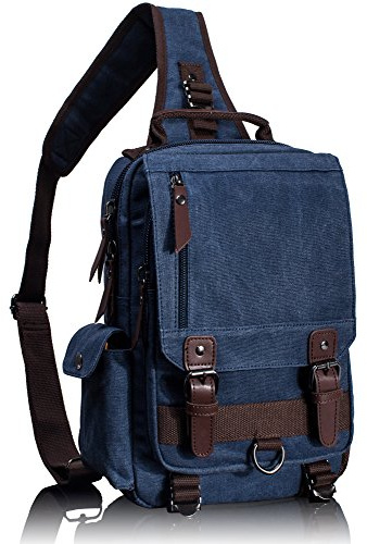 Leaper Canvas Messenger Bag Sling Bag Cross Body Bag Shoulder Bag Dark Blue, L
