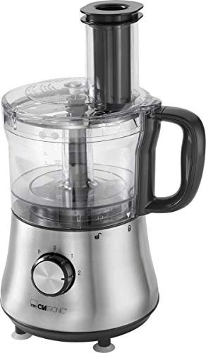 Clatronic® Küchenmaschine | 500 Watt | 4 Geschwindigkeitsstufen (0-1-2 + Puls) | Mixbehälter mit Nachfüllöffnung (1,5 Liter) | Arbeitsbehälter (1,0 Liter) | Schneiden und Raspeln | KM 3646 edelstahl