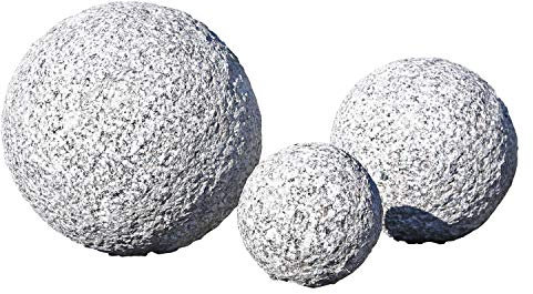 CLGarden Granit Kugeln 3 Massive gestockte Granitkugeln Gartenkugeln 3er Set