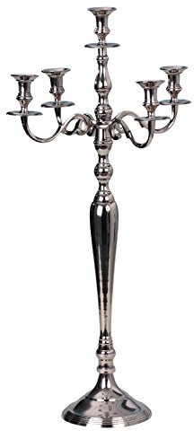 Kerzenständer 5-armig Kerzenleuchter Kandelaber aus Metall Silber Höhe 80 cm
