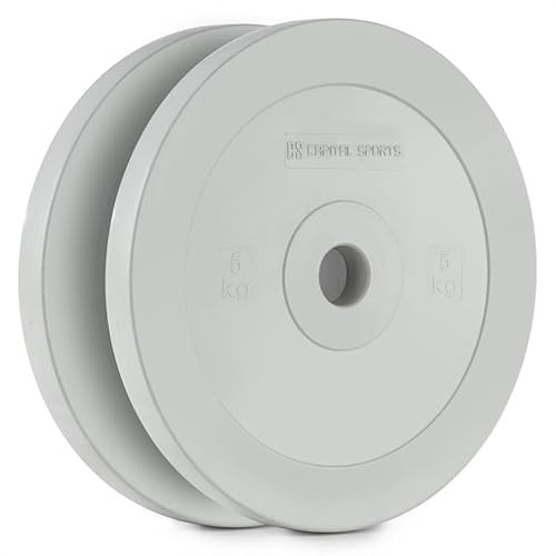 CAPITAL SPORTS Methoder Discos de técnica Discos de Peso Goma Dura amortiguadora (Pareja 5 kg, Resistentes sin dañar Suelo, Entrenamiento Weight-Drops, Cross-Training, Barras olimpicas, Gris)
