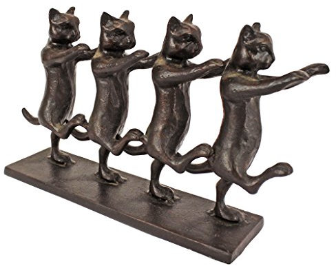 Design Toscano QH10386 Gusseisenfigur „Tanzende Katzen“, Cast Iron, Schwarz, 7.5 x 29 x 18 cm