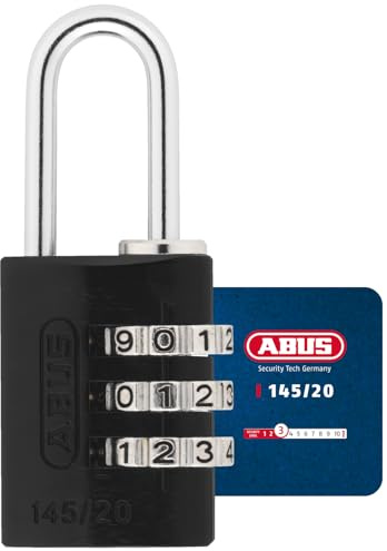 ABUS Hangschloss 145/20 mit Zahlencode - Aluminium, 3-stellig | Kombinationsschloss ohne Schlüssel, Sicherheitslevel 3, für Koffer & Schatullen, Bügel-Ø 3 mm, 25 g