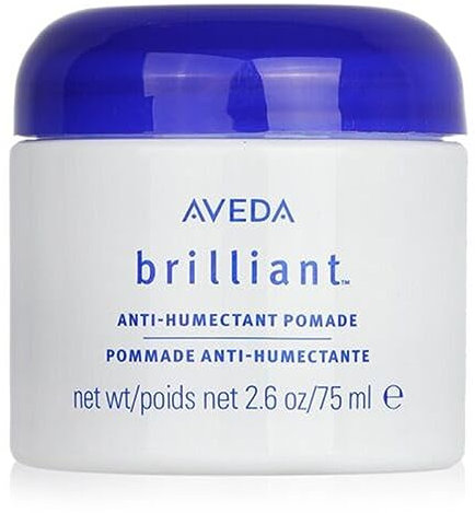 Aveda Brilliant Anti-Humectant Pomade | Helps Prevent Frizz & Flyaways | Protects Against Humidity | for Curly & Coily Hair Types | Castor Oil and Rice Bran | Jasmine, Rose, Clove Aroma | 2.5 Ounce