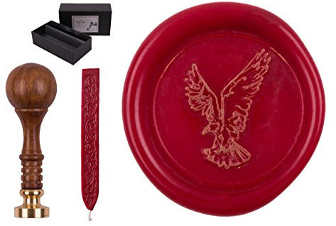 Siegelstempel Set Sigillum Gravur Adler + 1 Stange Siegelwachs im Geschenkkarton