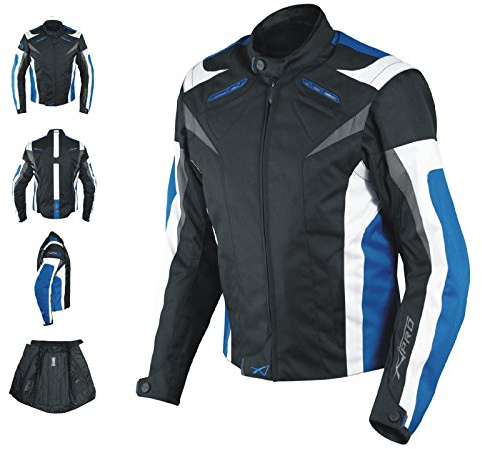Giacca Lady Donna Tessuto Cordura Moto Protezione Manica Staccabile Blu L