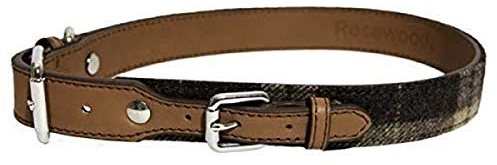 Rosewood Collier en Cuir de Luxe pour Chien Tweed à Carreaux Écossais 21-31 cm