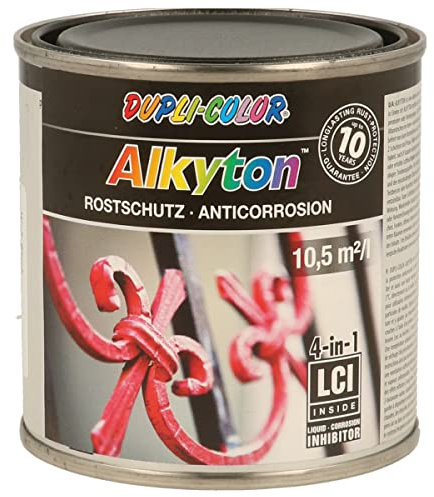 Dupli Color 245565-DC-Alkyton pittura, 250 ml, colore ghisa, colore: nero lucido/250