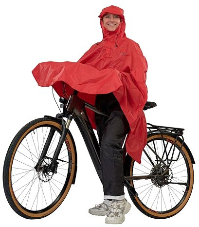 LOWLAND OUTDOOR® Fahrradregenponcho, Rot, One size