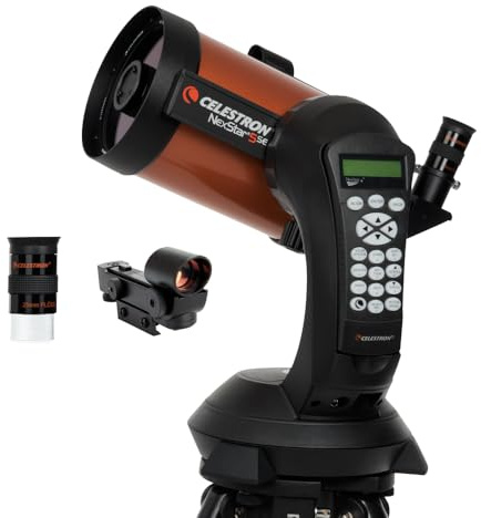 Celestron 11036 NexStar 5SE datorstyrt Schmidt-Cassegrain-teleskop med automatiskt GoTo-fäste, SkyAlign-teknik och tripod i stål, svart/orange