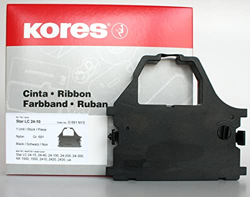 Kores G691NYS - Nylon-Farbband für Nadeldrucker, Schwarz, kompatibel mit Star LC 24/10