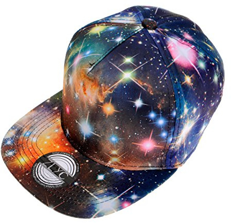 ZLYC Baseballkappe mit Sternenhimmel, Neon-Muster, Flatbill, Snapback, verstellbar