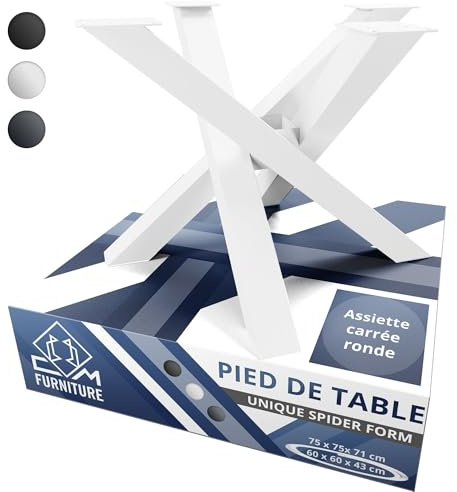 CM Furniture Patas para Mesa Cristal Madera Bianco Base Araña para Redondas Cuadradas Spider Tipo Forma X Cruzadas Estrellam Carga Pesada - para Mesa de Centro Salón Pie para Muebles A: 43 cm DIY