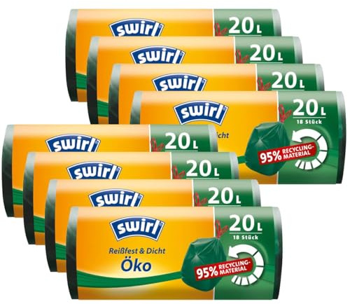 8x Swirl Öko Müllbeutel 20L (18 stk./ Rolle) mit Zugband