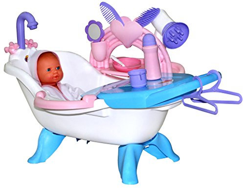 Coloma Puppenbadewanne mit Puppe Badewanne Puppenwanne mit Wickelauflage 58 cm