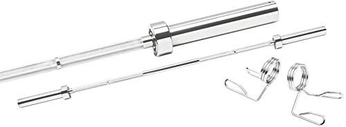 Bad Company Langhantelstange 183 cm 28mm Olympia chrom- Langhantel ohne Gewichte mit Kugellager inkl. Federverschlüsse 50/51 mm - Hantelstange lang bis 300 kg belastbar