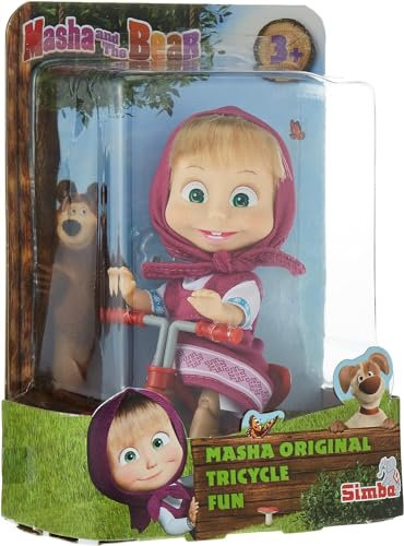 Simba 109302059 Masha 12 cm. con Triciclo Originale, 0