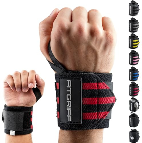 Fitgriff® Handledsbandage [handledsomslag] 45 cm handledsbandage för fitness, handledsstöd, bodybuilding, kraftsport och crossfit