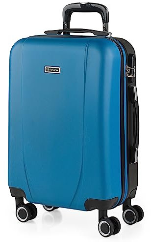 ITACA - Bagaglio A Mano Rigido Leggero Bagaglio A Mano 55X40X20 con 4 Ruote Silenziose Trolley Cabina Estensibile Viaggio Aereo Ergonomico Durevole. Compatibile Ryanair, Blu/antracite
