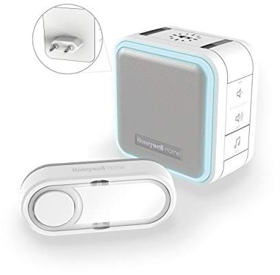 Honeywell Home DC515SP2 Serie 5 kompakter Einsteck-LED-Gong mit Klingeltaster, Weiß/Grau