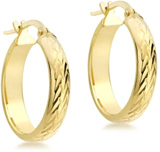 Carissima Gold Damen 9k (375) Gold 22mm Diamantschliff Rund Creole Klappbar Post Ohrringe