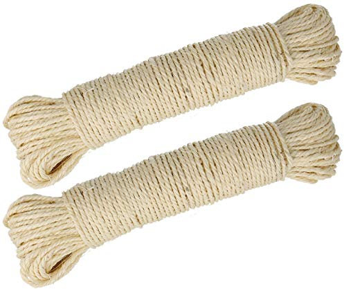 Lantelme 60 Meter Sisal Seil aus 2 X 30m Naturprodukt für Reparatur von Katzen Kratzbaum Säulen | Sisalseil für Haushalt Garten Deko Basteln | Katzenkratzbaum Kratzseil Schnur Leine (60 Meter)