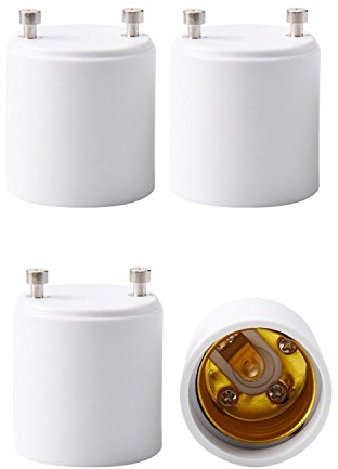 4 Pack JACKYLED GU24 to E26 E27 Adapter, Heat Resistant Up to 392℉ Fire Resistant Converts GU24 Bi-Pin Based Fixture to E26 E27 Standard Screw-in Socket