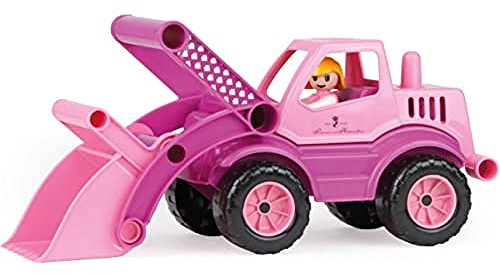 Lena 04103 - Prinzessin von Hohenzollern Schaufellader, ca. 33 cm, Baustellen Spielfahrzeug für Kinder ab 2 Jahre, mit funktionstüchtiger & verriegelbarer Schaufel, inkl. Spielfigur Mädchen, Rosa