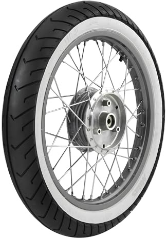 SIMSON-Komplettrad - VORNE - 1,5x16 Zoll - Alufelge poliert, Edelstahlspeichen - MITAS-Weißwandreifen MC2 montiert