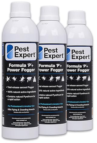 Pest Expert Cluster Fly Killer XL Power Fogger 3 x 530ml- Formula 'P+' Fly Fumigator (HSE approved and tested – professional strength product)