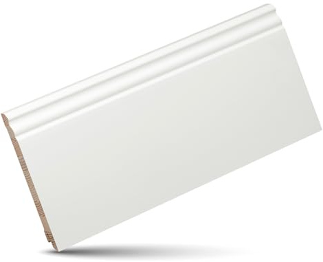 KGM Hamburger Sockelleiste Massivholz - Weiß, 2400 x 18 x 135 mm, 1 Stück | Fußleiste, Kiefer, lackiert, Altberliner Profil, für klassische & moderne Räume, Made in Germany
