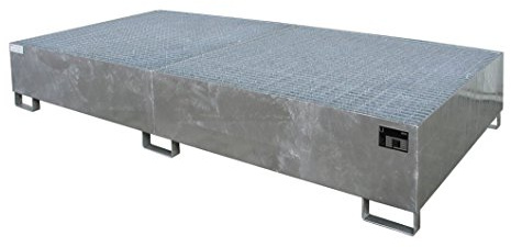 Bauer | Stahl-Auffangwanne für Tankcontainer IBC/KTC | LxBxH 2650 x 1300 x 435 mm | Auffangvolumen 1000 l | feuerVerzinkt
