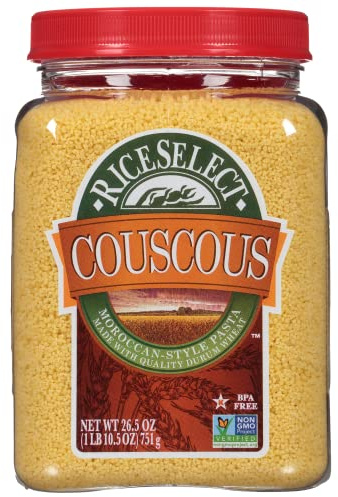 RiceSelect Couscous, Moroccan-Style Wheat Couscous Pasta, Non-GMO, 26.5-Ounce Jar, (Pack of 1)