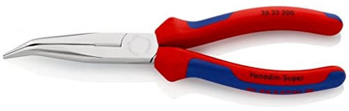 Knipex Pince demi-ronde avec tranchant (pince bec de cigogne) chromée, avec gaines bi-matière 200 mm 26 25 200