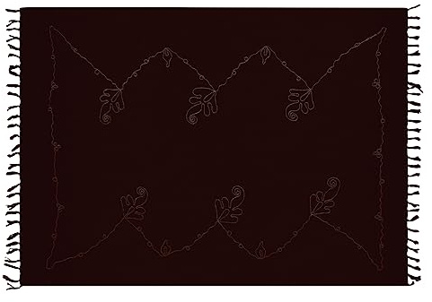 Ciffre Sarong Pareo Wickelrock Strandtuch Lunghi Stickerei Tuch Schlicht Uni Braun