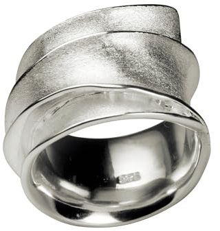 SILBERMOOS Damring elegant design omslagsring massiv matt 925 sterlingsilver, Sterlingsilver, Ej tillämpligt