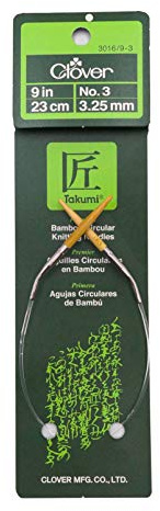 clover Takumi Bamboo Circular Knitting Needles 9-Size 3/3.25mm