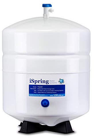 iSpring T32M Pressurized Water Storage Tank with Ball Valve for Reverse Osmosis RO Systems, 4 Gallon, 1/4 Tank Valve Included