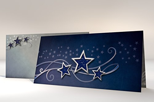 Weihnachtskarten Simply Stars | Klappkarten DIN LANG | einfach bedruckbarer Einleger | passende Kuverts | für Ink Laser Copy Hand (10 Karten + 10 Kuverts)