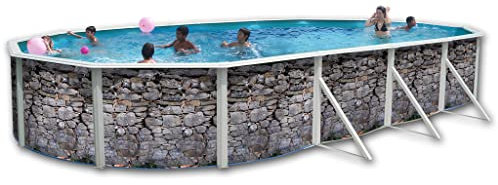 Piscine Ovale Hors sol 915x457x120 Paroi Rigide Laquée Pierre Grise Ovale TOI