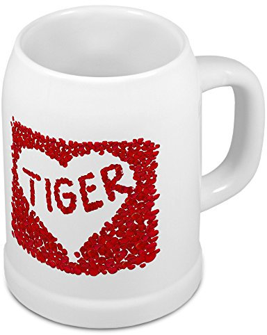 digital print Bierkrug mit Namen Tiger - Motiv Rosenherz - Namenstasse, Becher, Maßkrug, Humpen